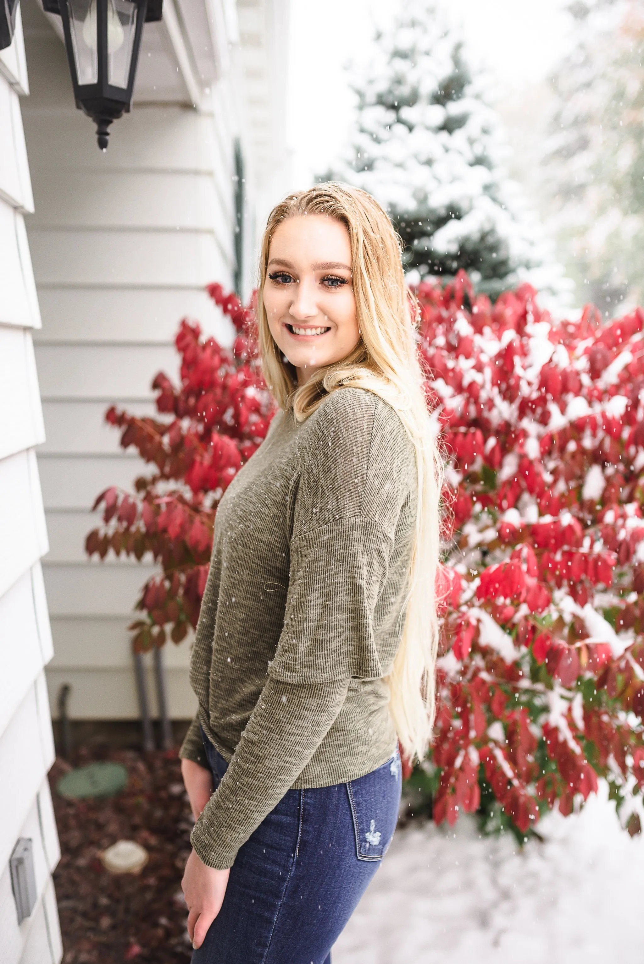 Double Vision Long Sleeve Top In Frosted Pine