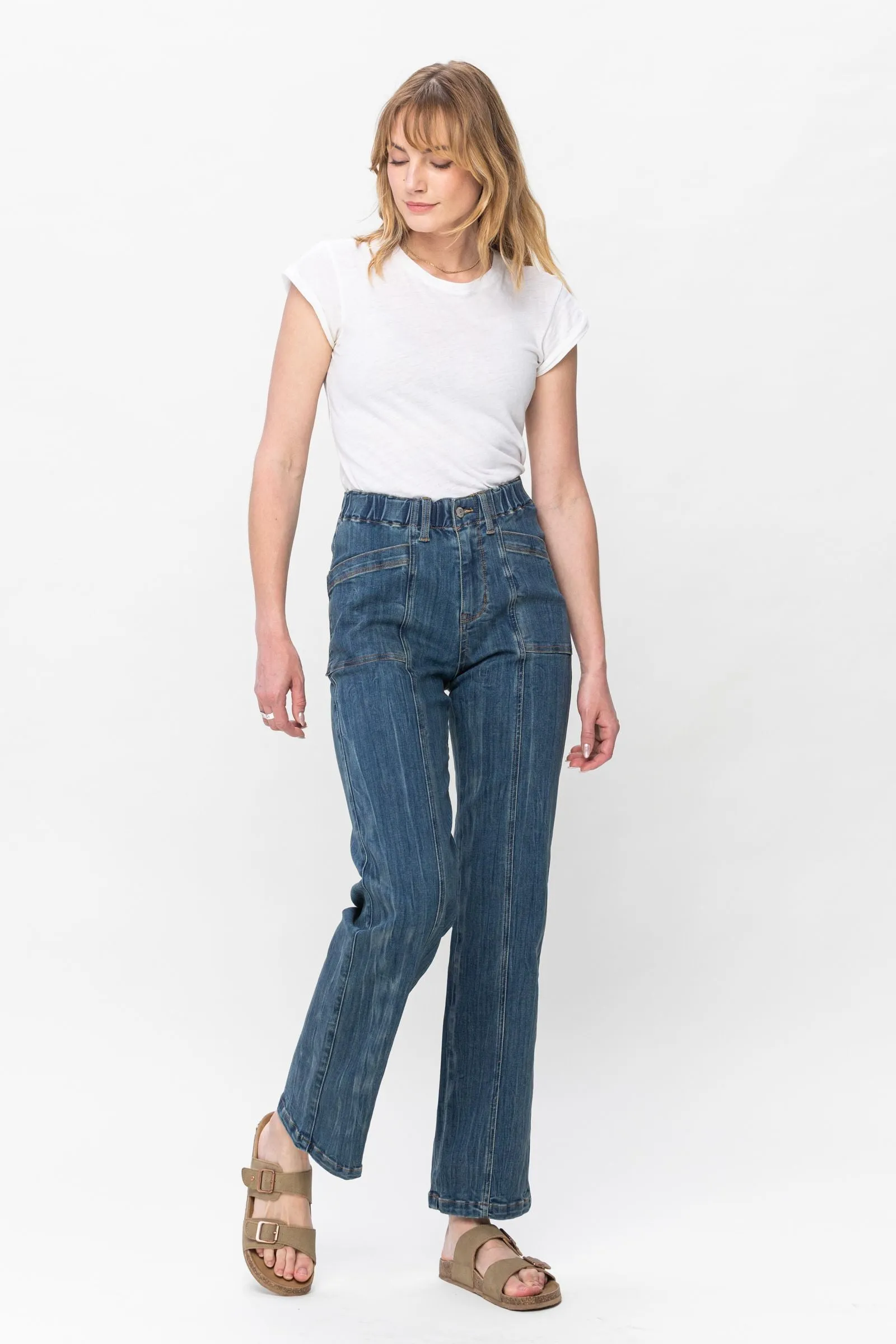 Elastic Vintage Straight Jean