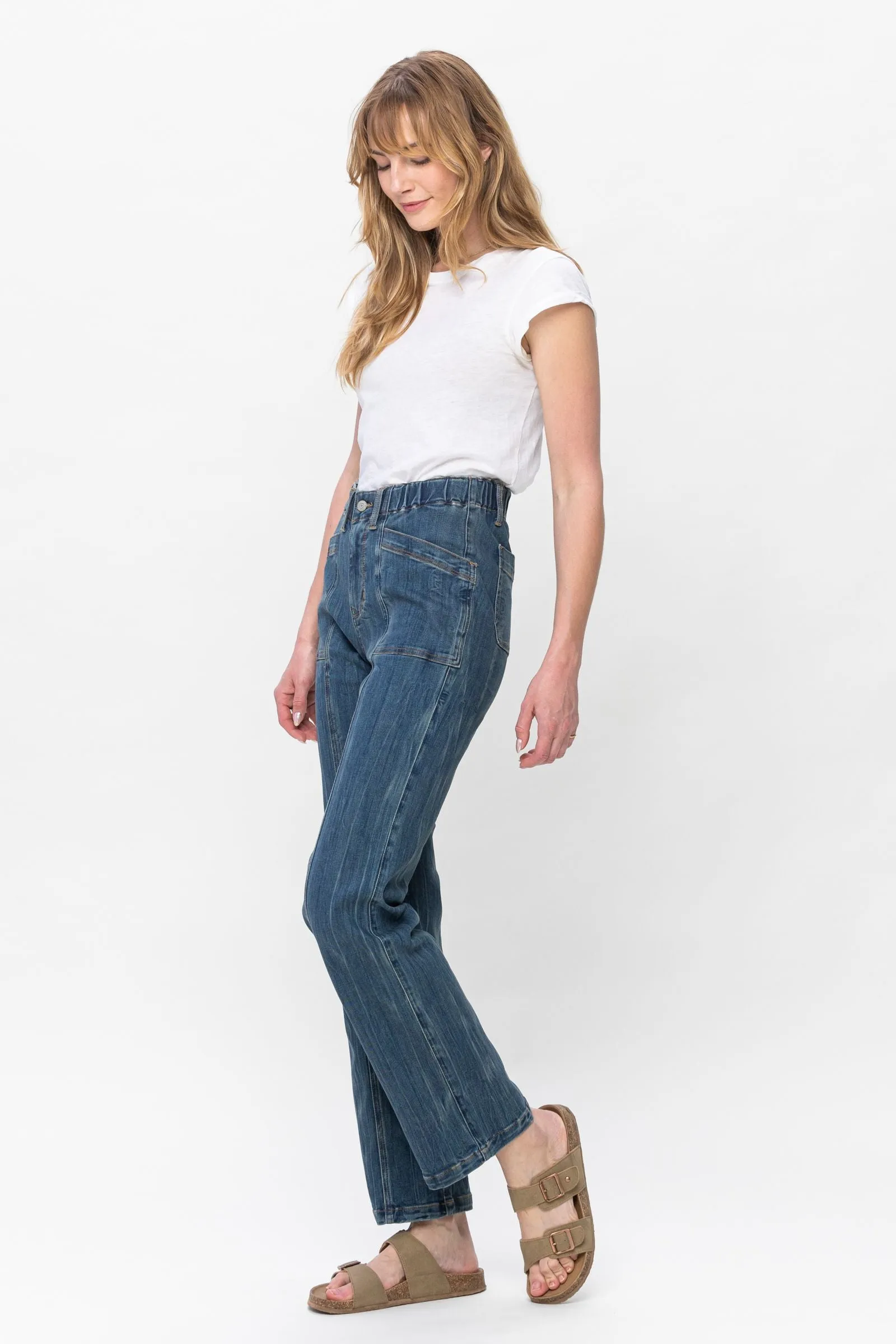 Elastic Vintage Straight Jean
