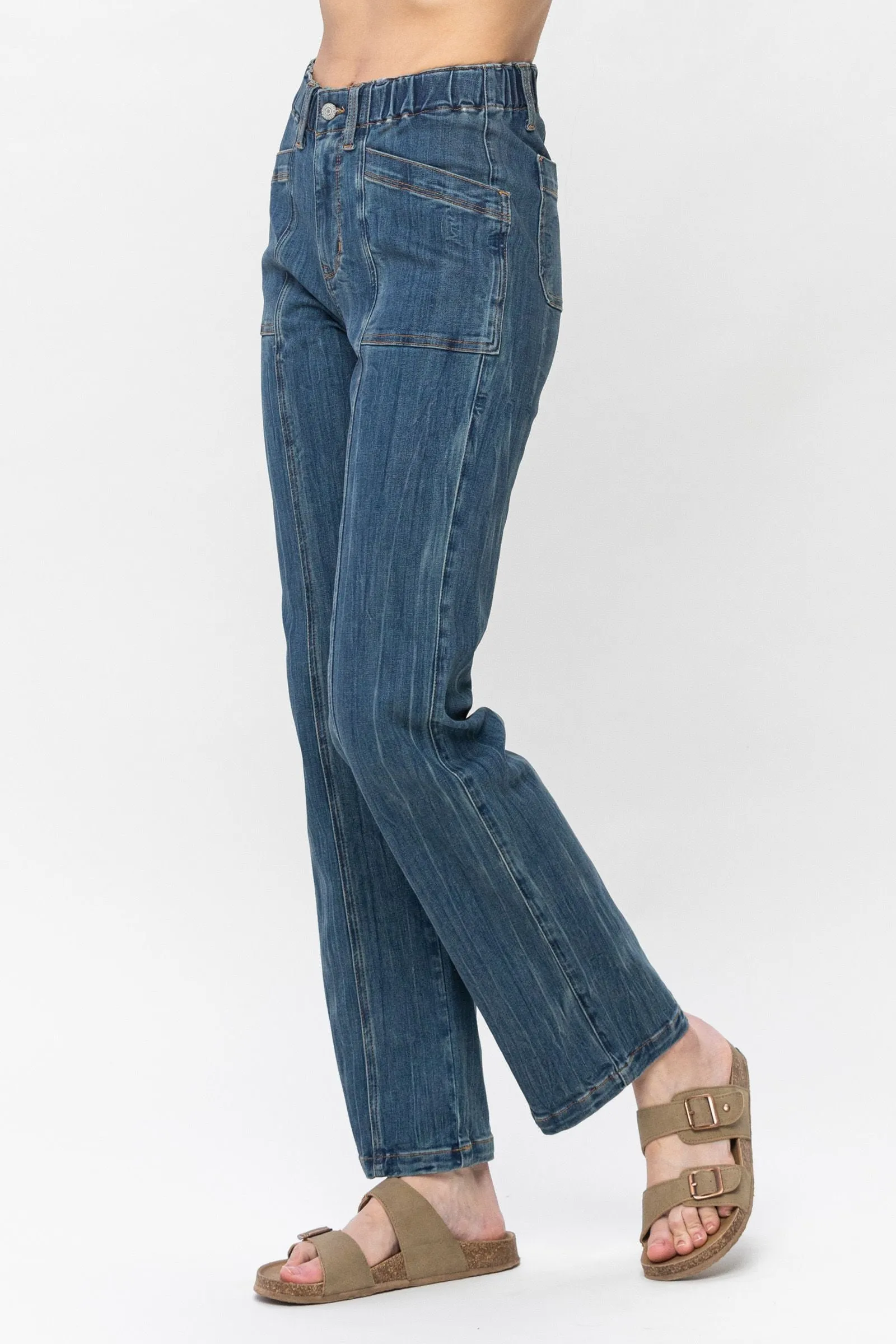 Elastic Vintage Straight Jean