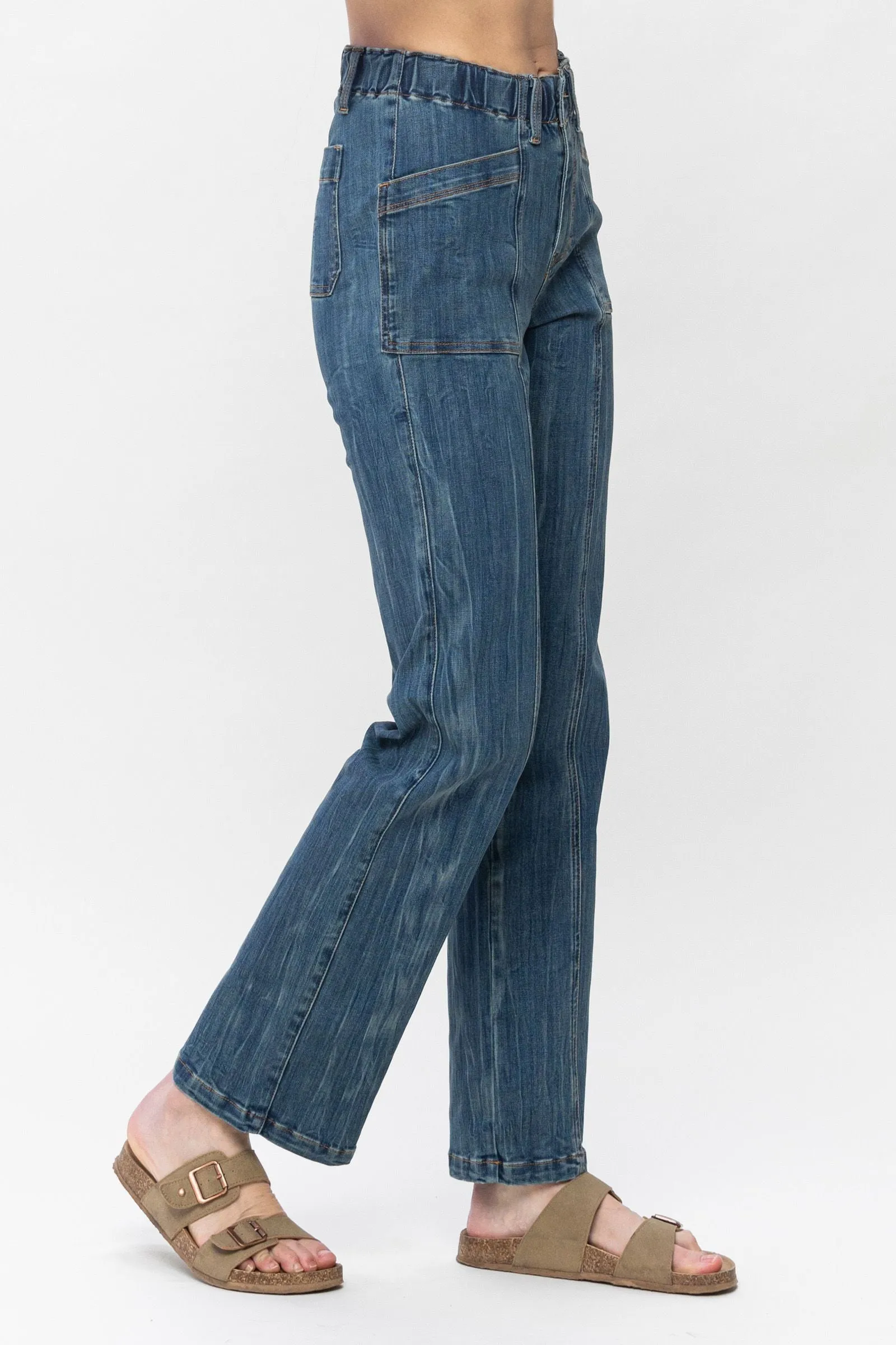 Elastic Vintage Straight Jean