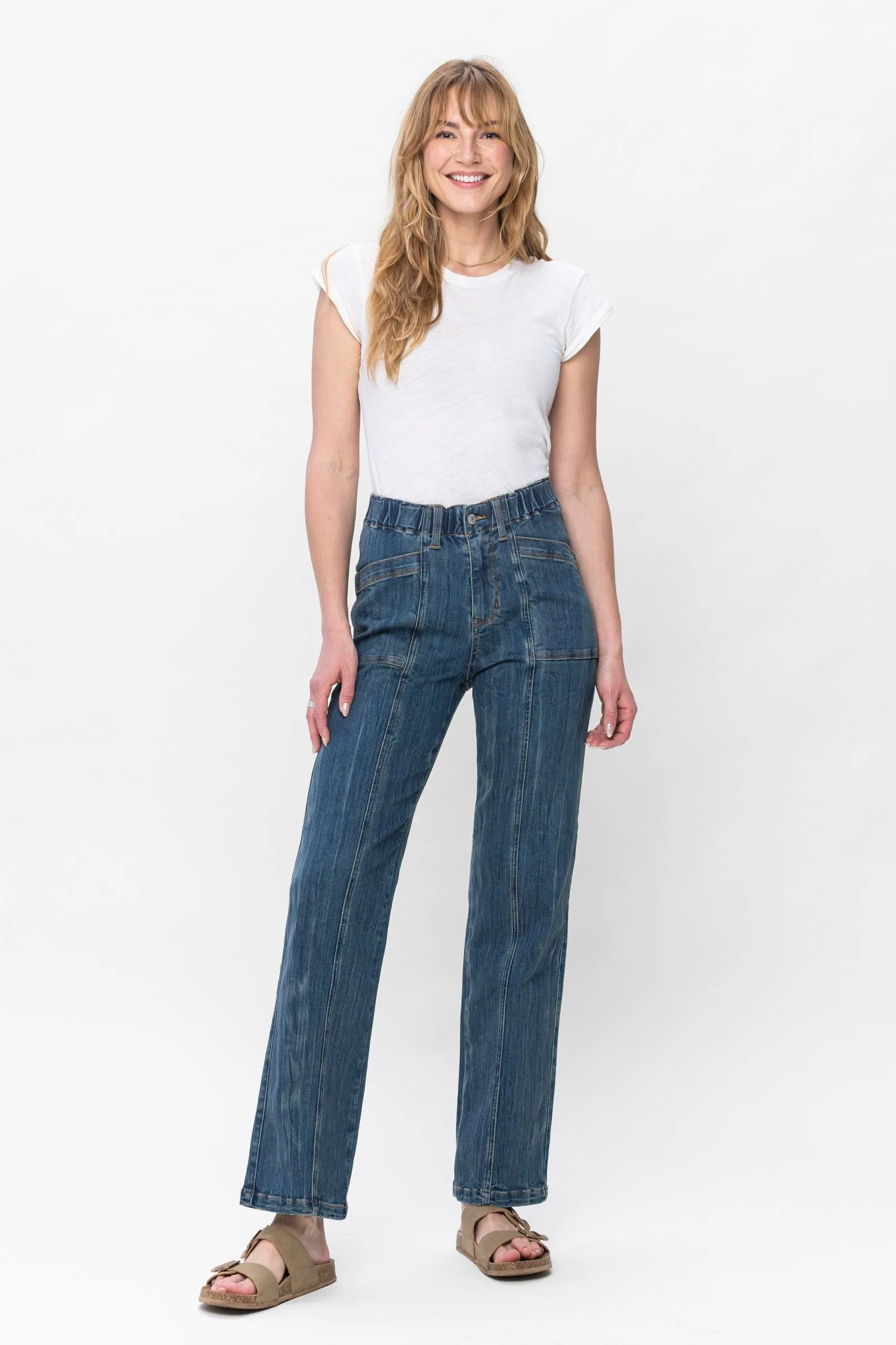 Elastic Vintage Straight Jean