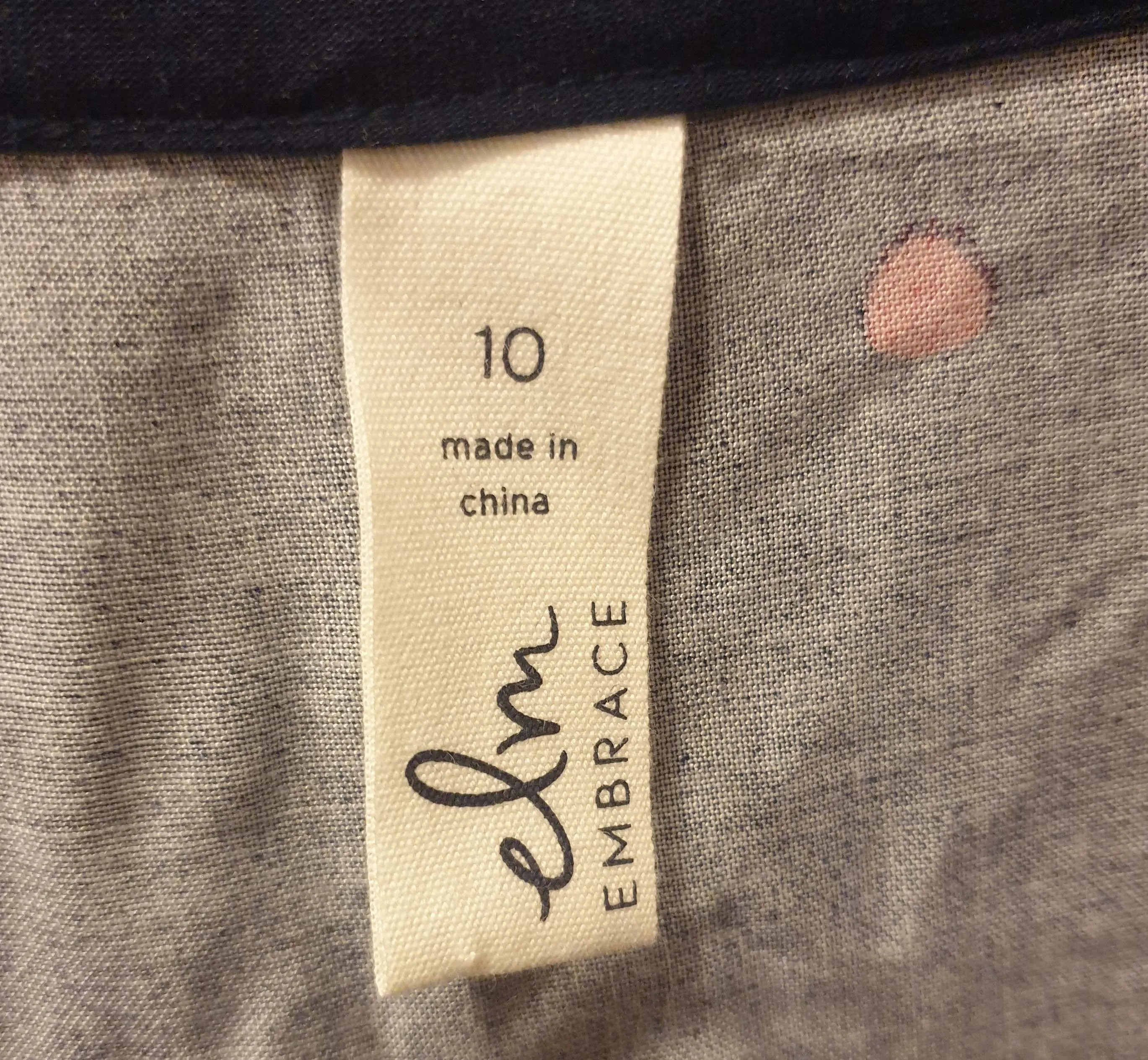 Elm navy 3/4 length sleeve top with polka dot detail size 10