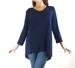 Elm navy 3/4 length sleeve top with polka dot detail size 10