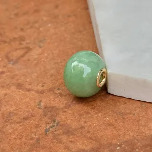 Estate 14KT Yellow Gold Round Jade Ball Bead Pendant Slide