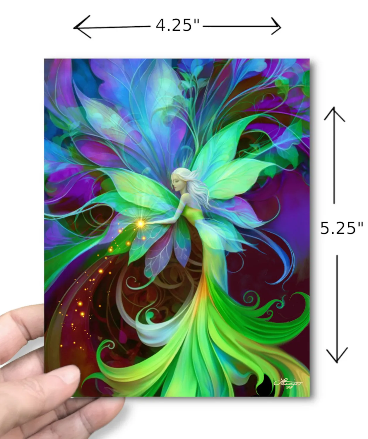 Fantasy Fairy Art Greeting Card, Flower Art Nouveau Birthday Notecard-"Flower Nymph"