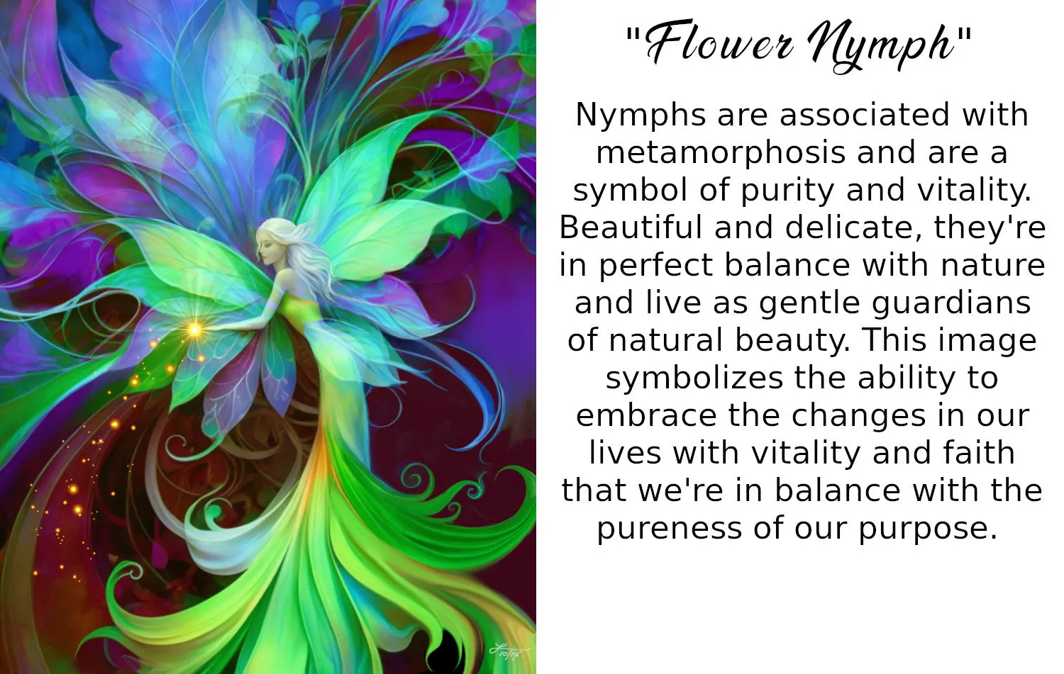 Fantasy Fairy Art Greeting Card, Flower Art Nouveau Birthday Notecard-"Flower Nymph"