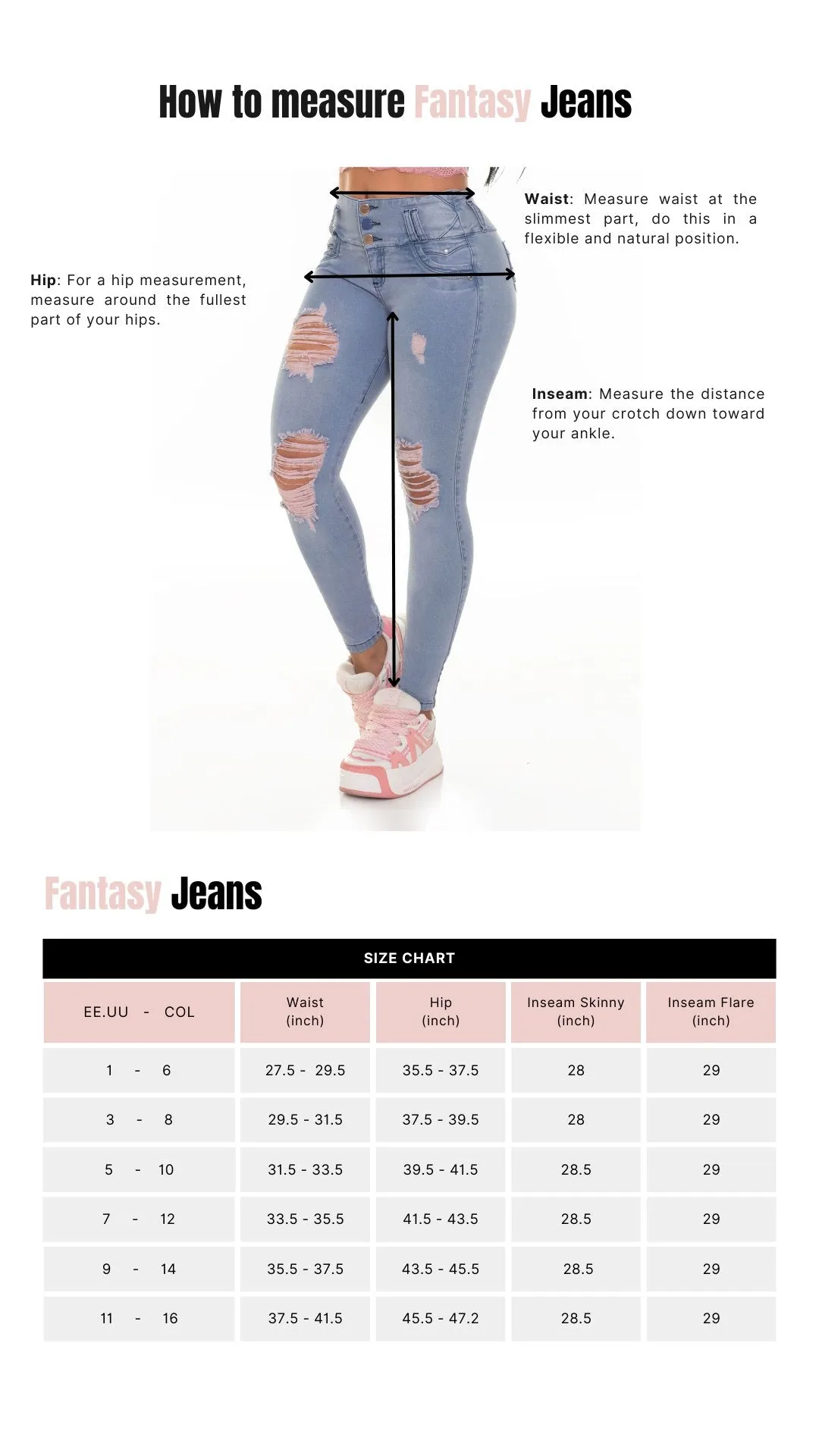 Fantasy Jeans 14840 100% Authentic Colombian Push Up Jeans