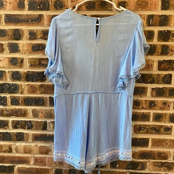 Farm Rio flutter sleeve romper, mirrored sequins, drawstring waist, W’s S