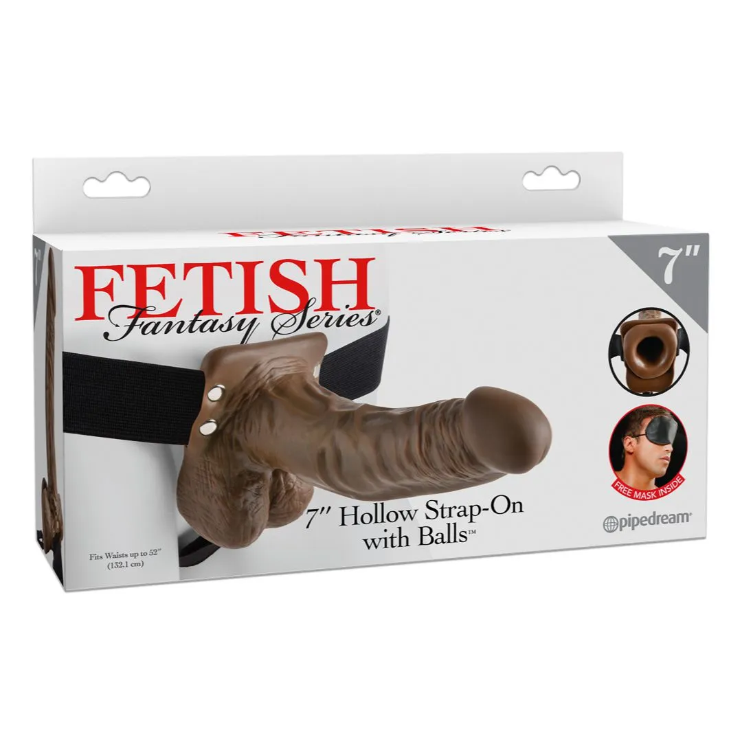 Fetish Fantasy 7 Inch Hollow Dildo with Balls & Strap-on Harness  - Chocolate