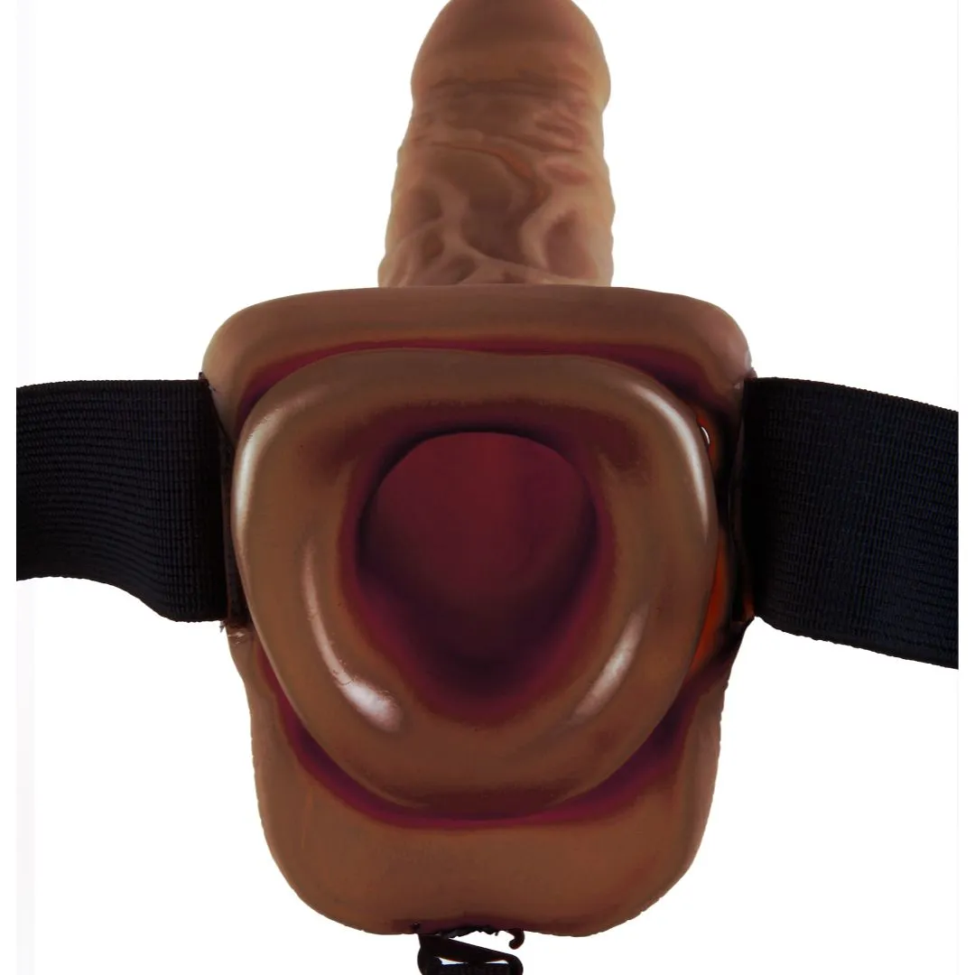Fetish Fantasy 7 Inch Hollow Dildo with Balls & Strap-on Harness  - Chocolate