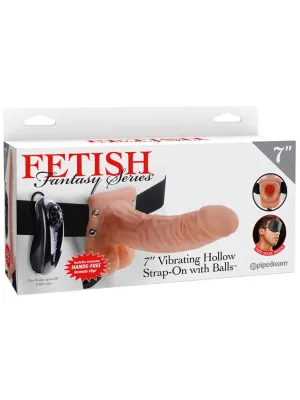 Fetish Fantasy Series 7" Vibrating Hollow Strap-On With Balls Flesh