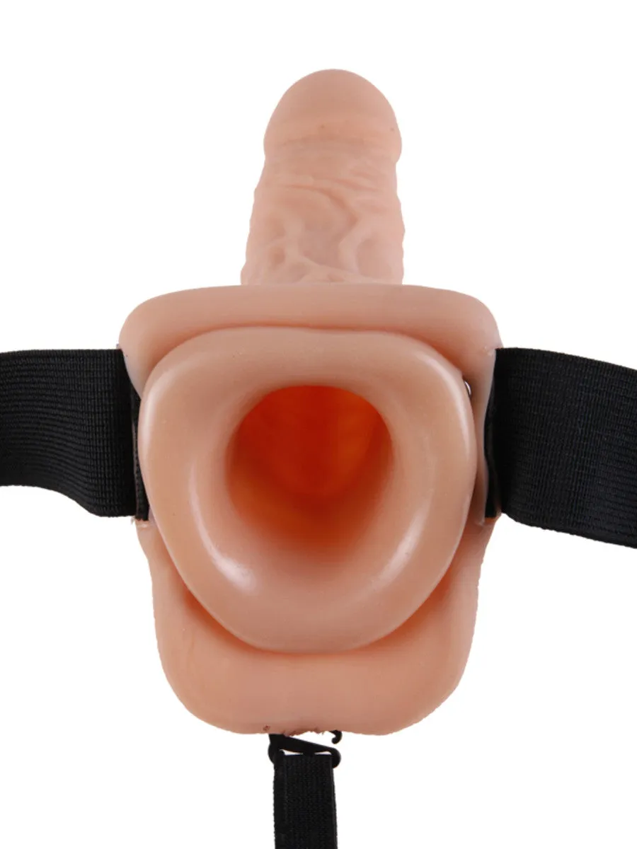 Fetish Fantasy Series 7" Vibrating Hollow Strap-On With Balls Flesh