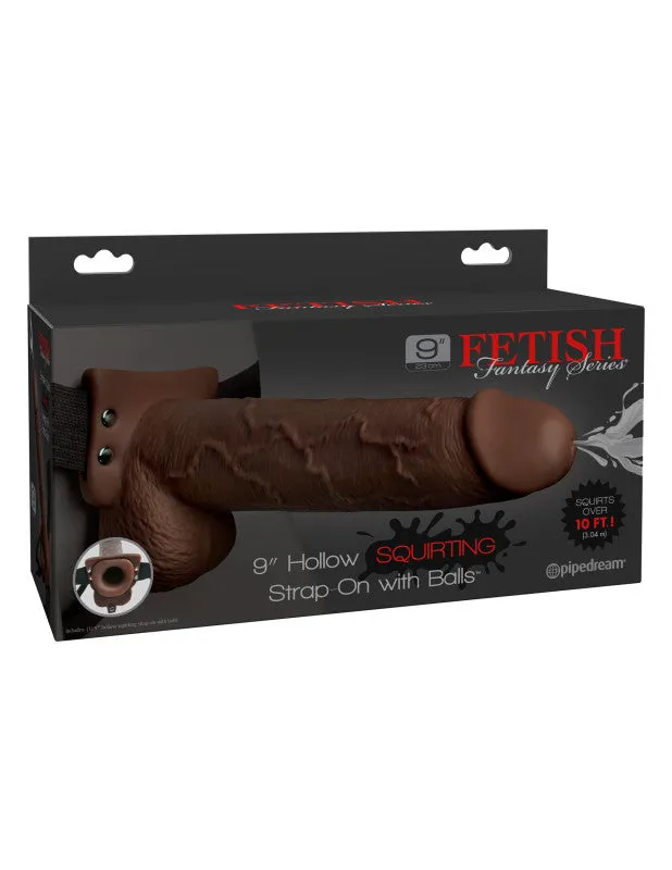Fetish Fantasy Series 9" Hollow Ejaculating Strap-on With Balls - Brown
