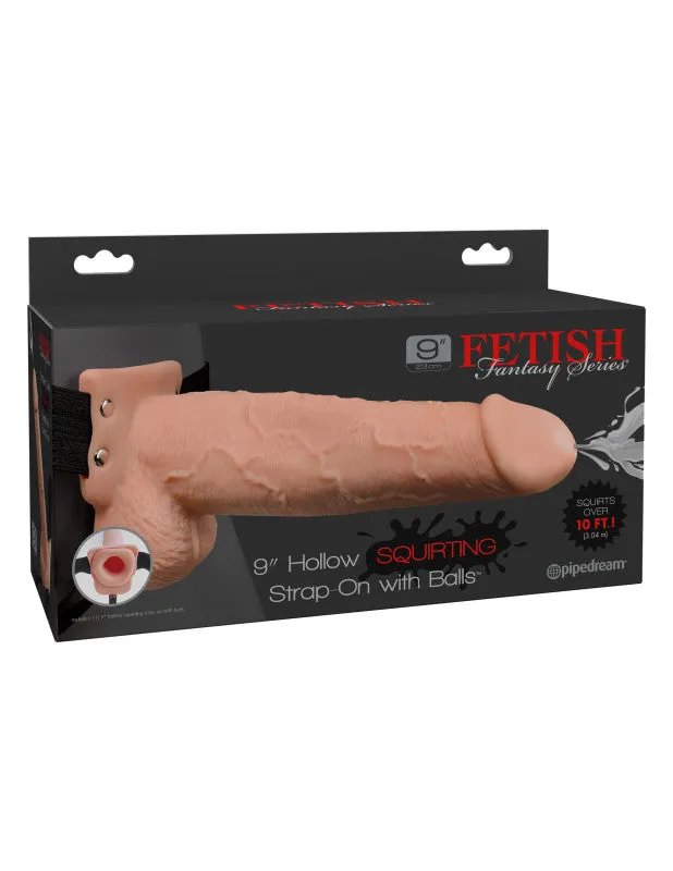 Fetish Fantasy Series 9" Hollow Ejaculating Strap-on With Balls - Flesh