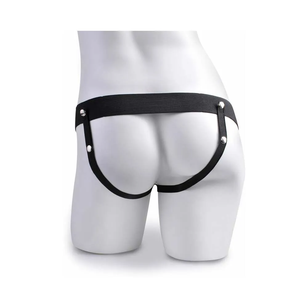 Fetish Fantasy Vibrating 8 Inch Hollow Dildo & Strap-on Harness w/ Remote - Chocolate