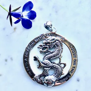 Fire on the Mountain Sterling Silver Pendant Necklace Dragon with Matches