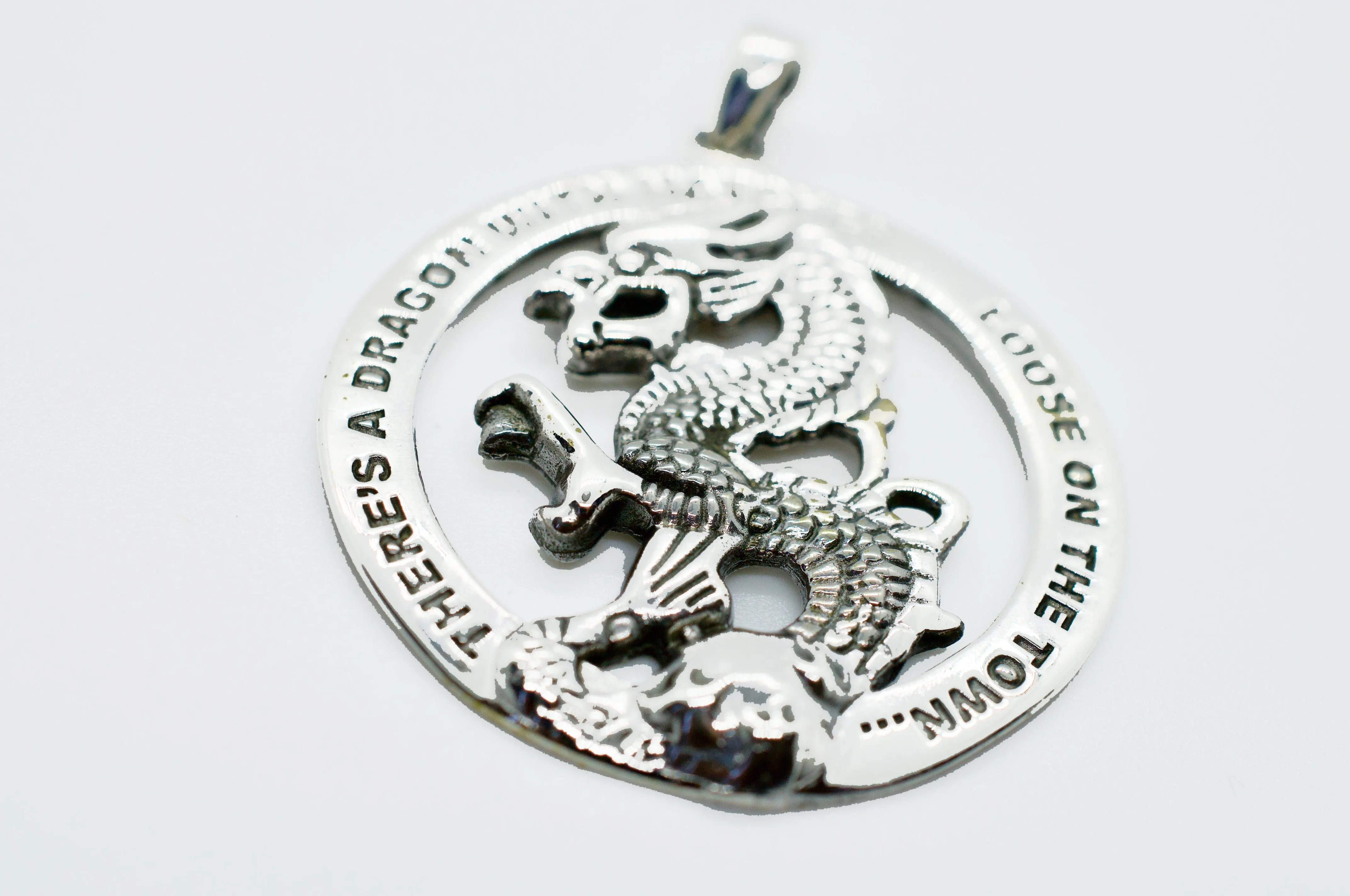 Fire on the Mountain Sterling Silver Pendant Necklace Dragon with Matches