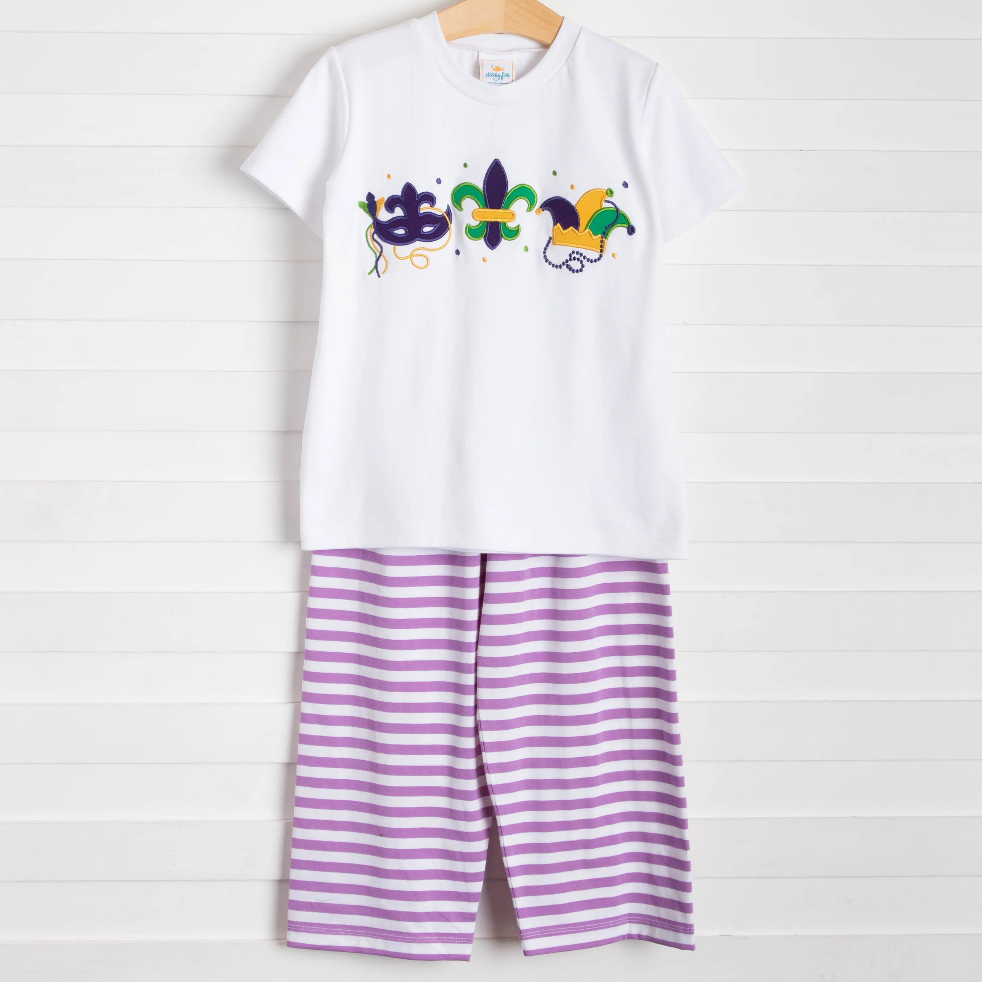 Fleur de Fun Embroidered Pant Set, Purple
