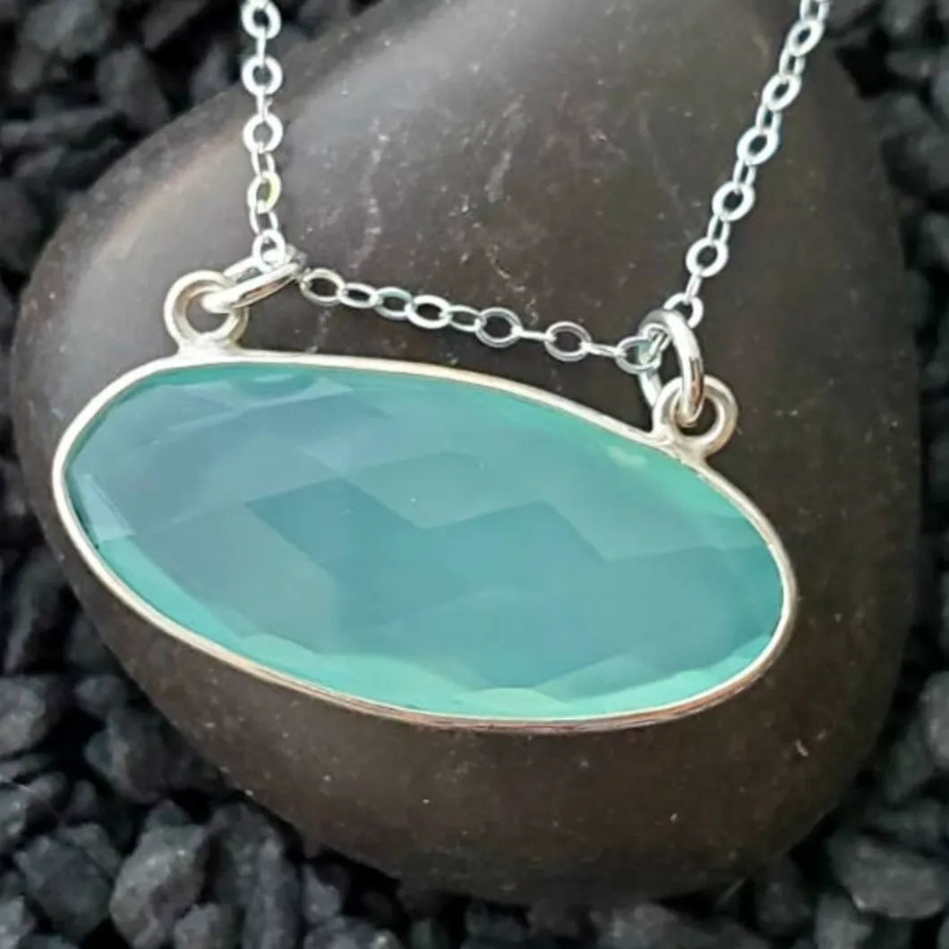 Floating Aqua Chalcedony Necklace
