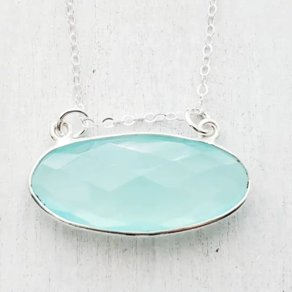 Floating Aqua Chalcedony Necklace