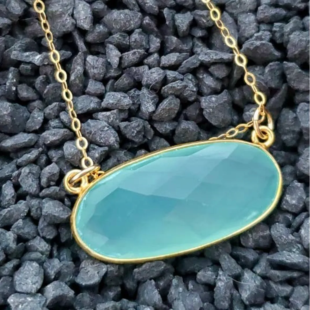 Floating Aqua Chalcedony Necklace