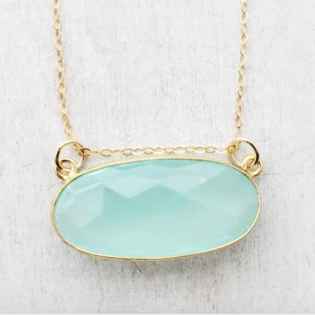Floating Aqua Chalcedony Necklace