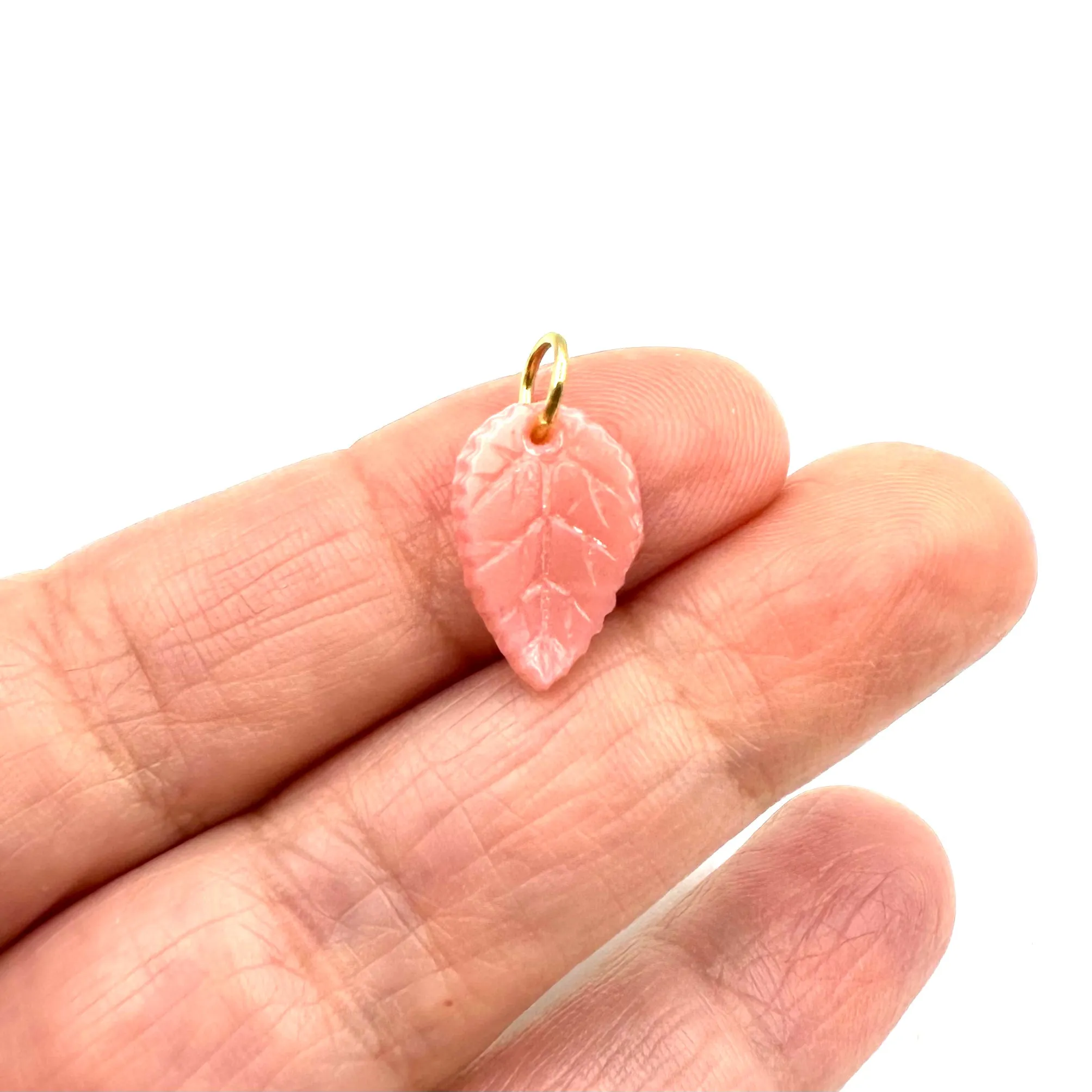 French Acrylic Pink Leaf