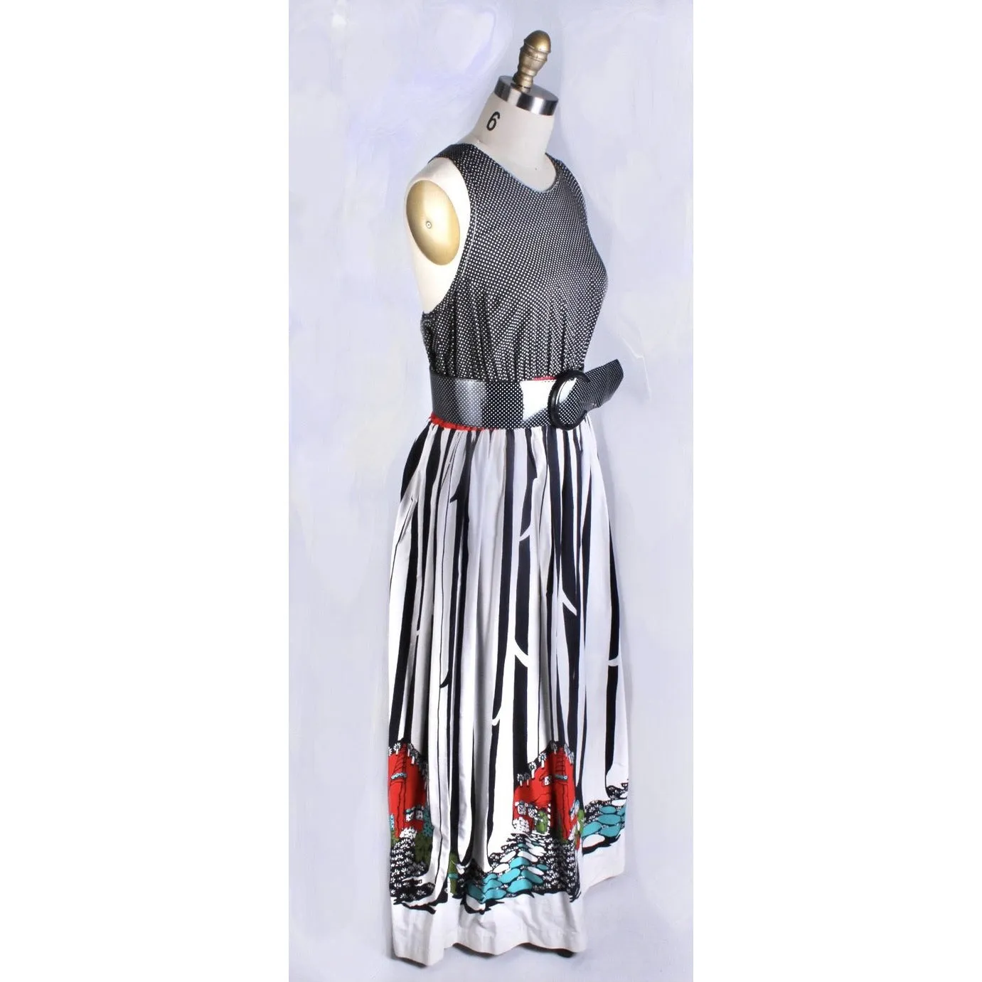 Fun Sundress Maxi Hansel & Gretel Fairy Tale Print 1970s Cotton Leisure Lovers