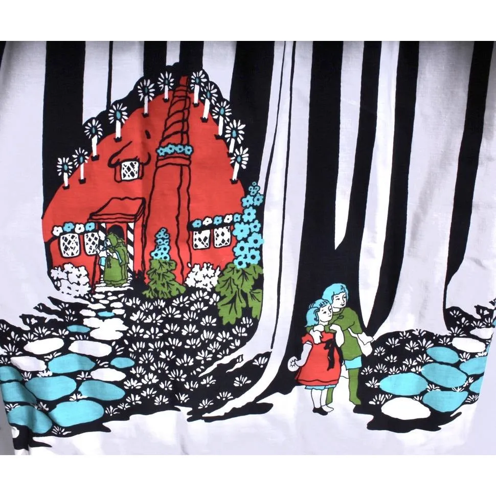 Fun Sundress Maxi Hansel & Gretel Fairy Tale Print 1970s Cotton Leisure Lovers