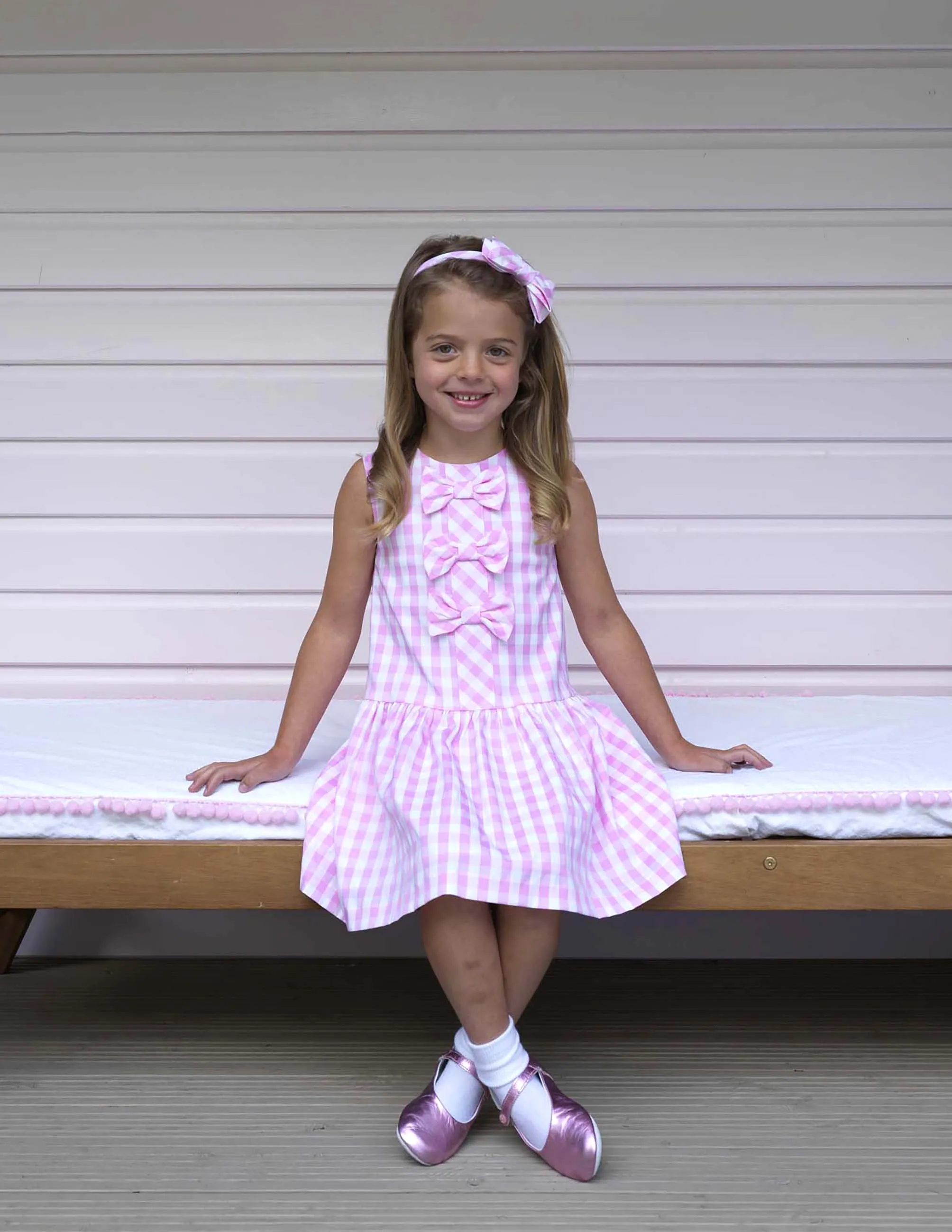 Gingham Taffeta Bow Dress