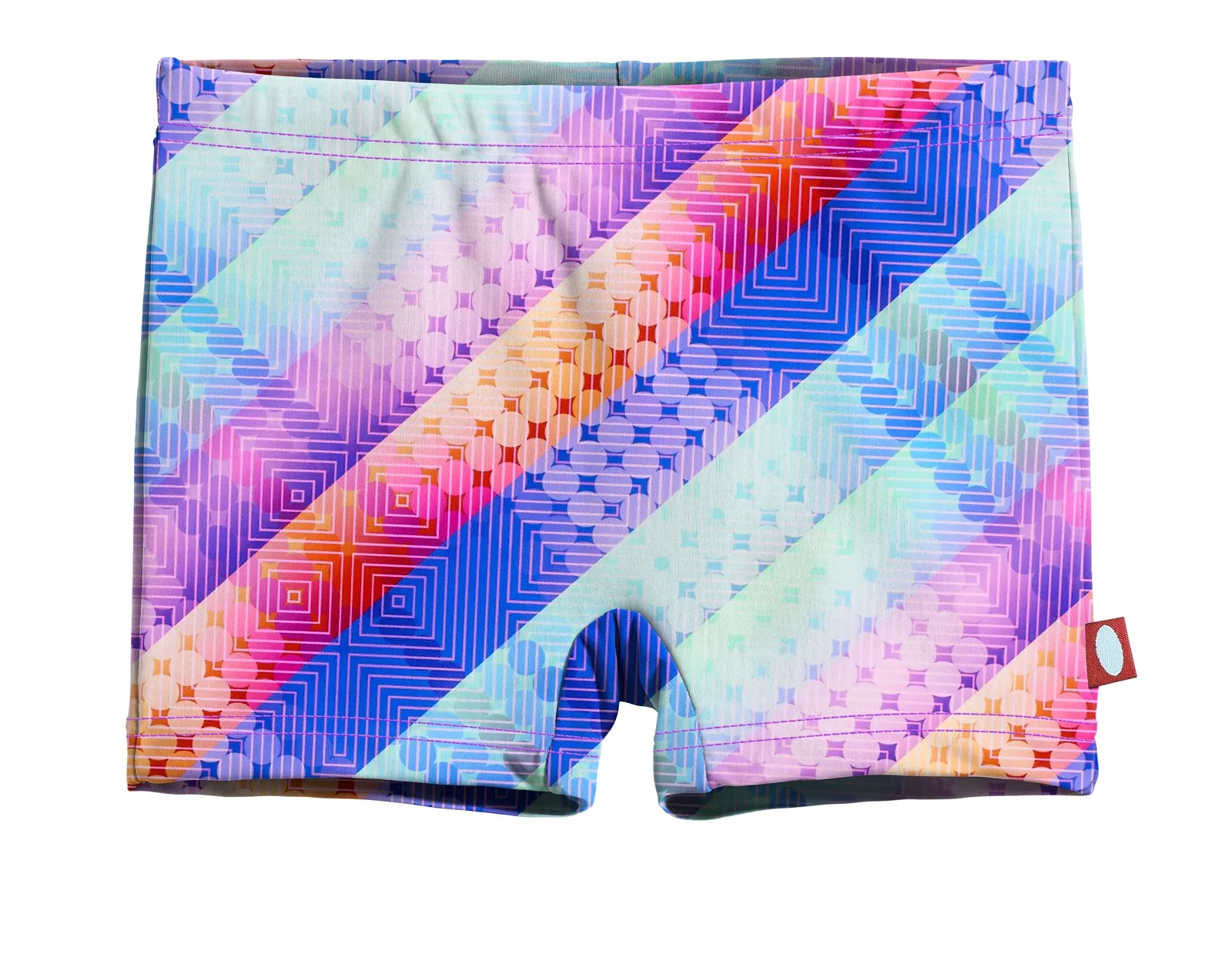 Girls UPF 50  Printed Swim Boy Shorts  | Plaid Diagonal