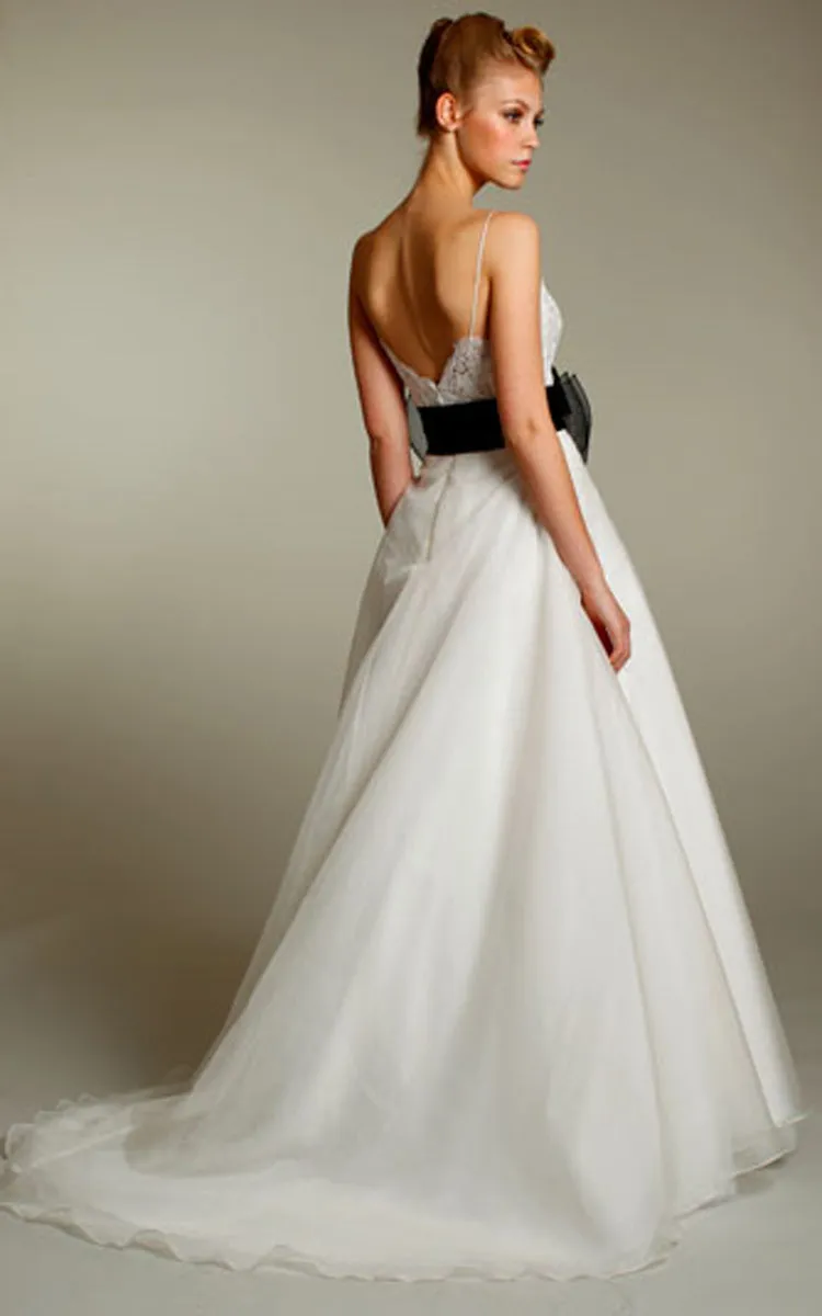 Glamorous Spaghetti Strap Organza a Line Dress With Lace Bodice