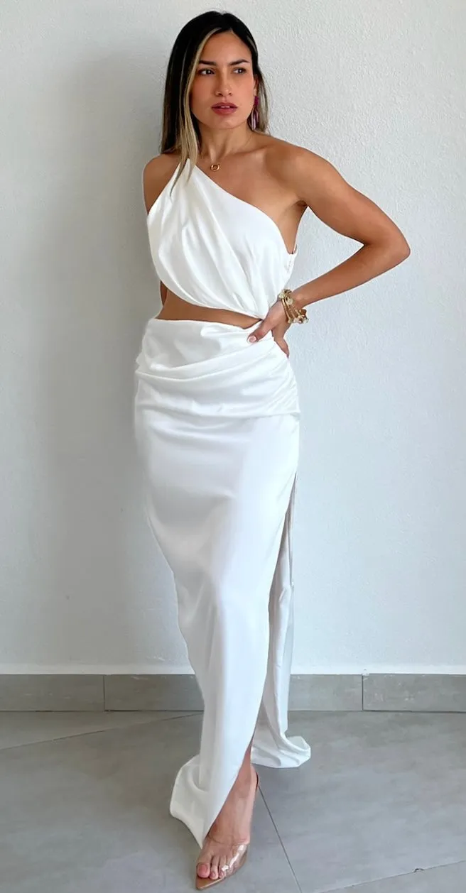 Glamorous Ways White One-Shoulder Maxi Dress