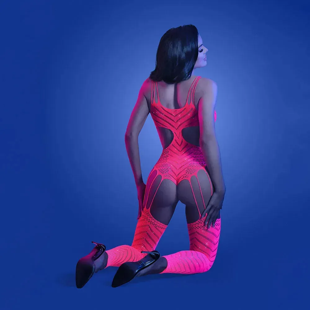 GLOW WAVELENGTH Cut-Out Rhinestone Teddy Bodystocking