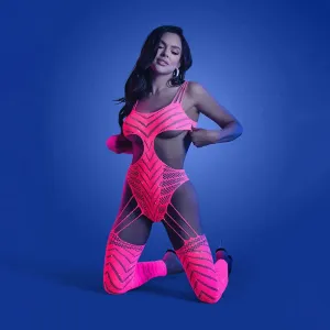 GLOW WAVELENGTH Cut-Out Rhinestone Teddy Bodystocking