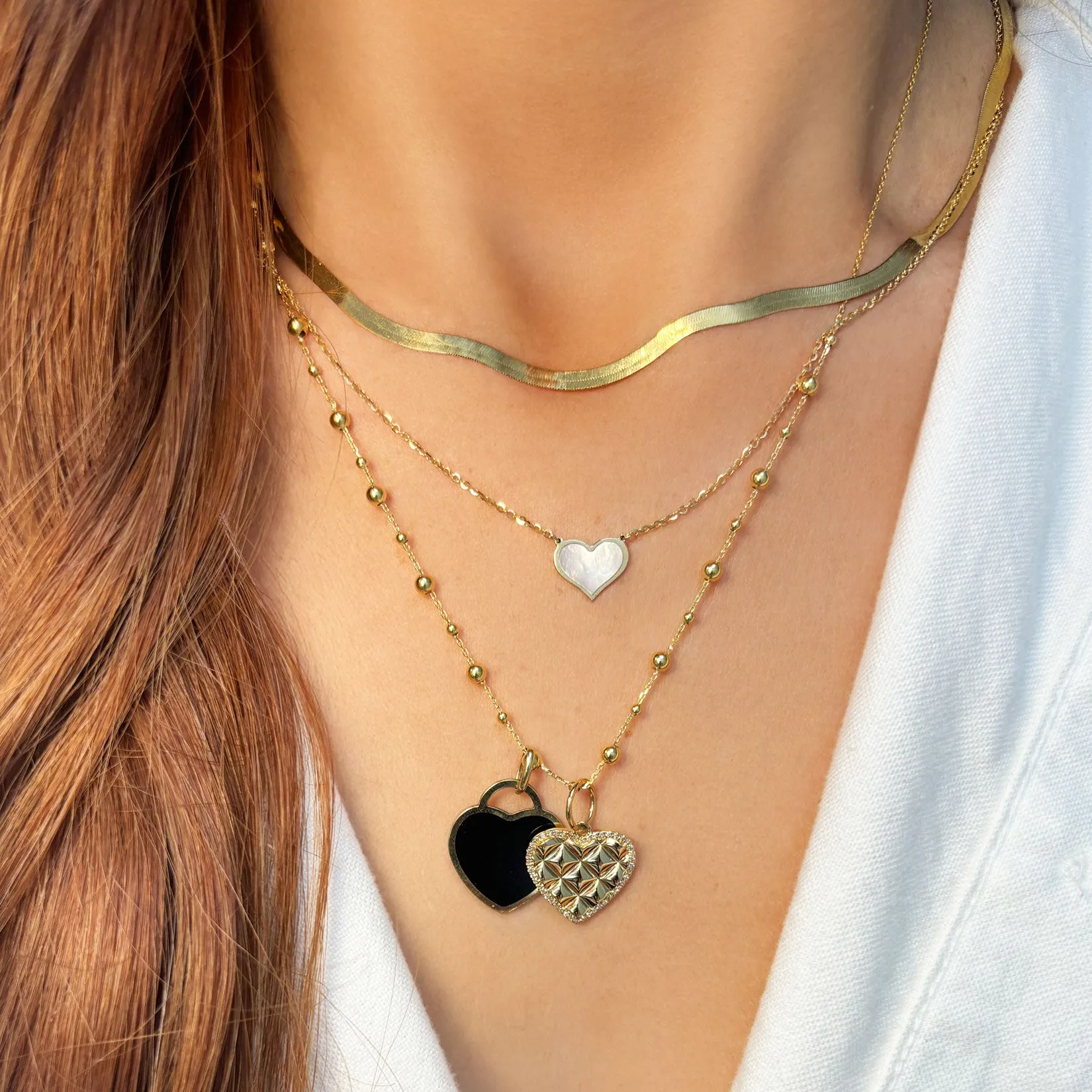 Gold Bead Station Chain Necklace