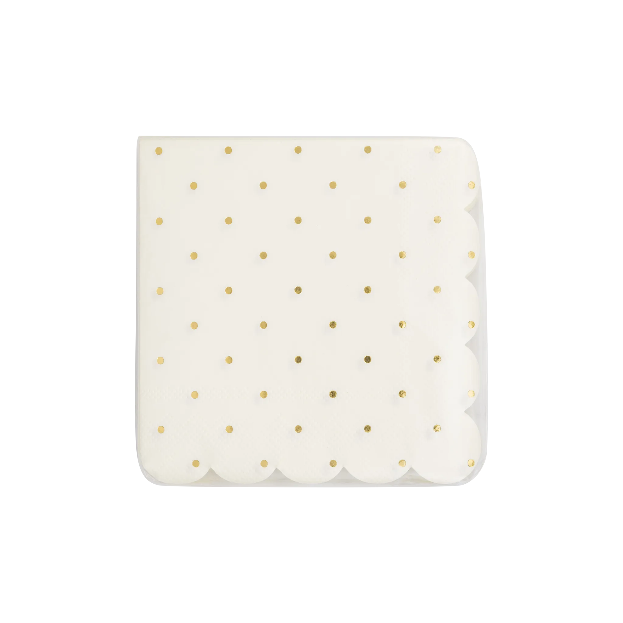 Gold Foil Polka Dot Scalloped Paper Cocktail Napkin
