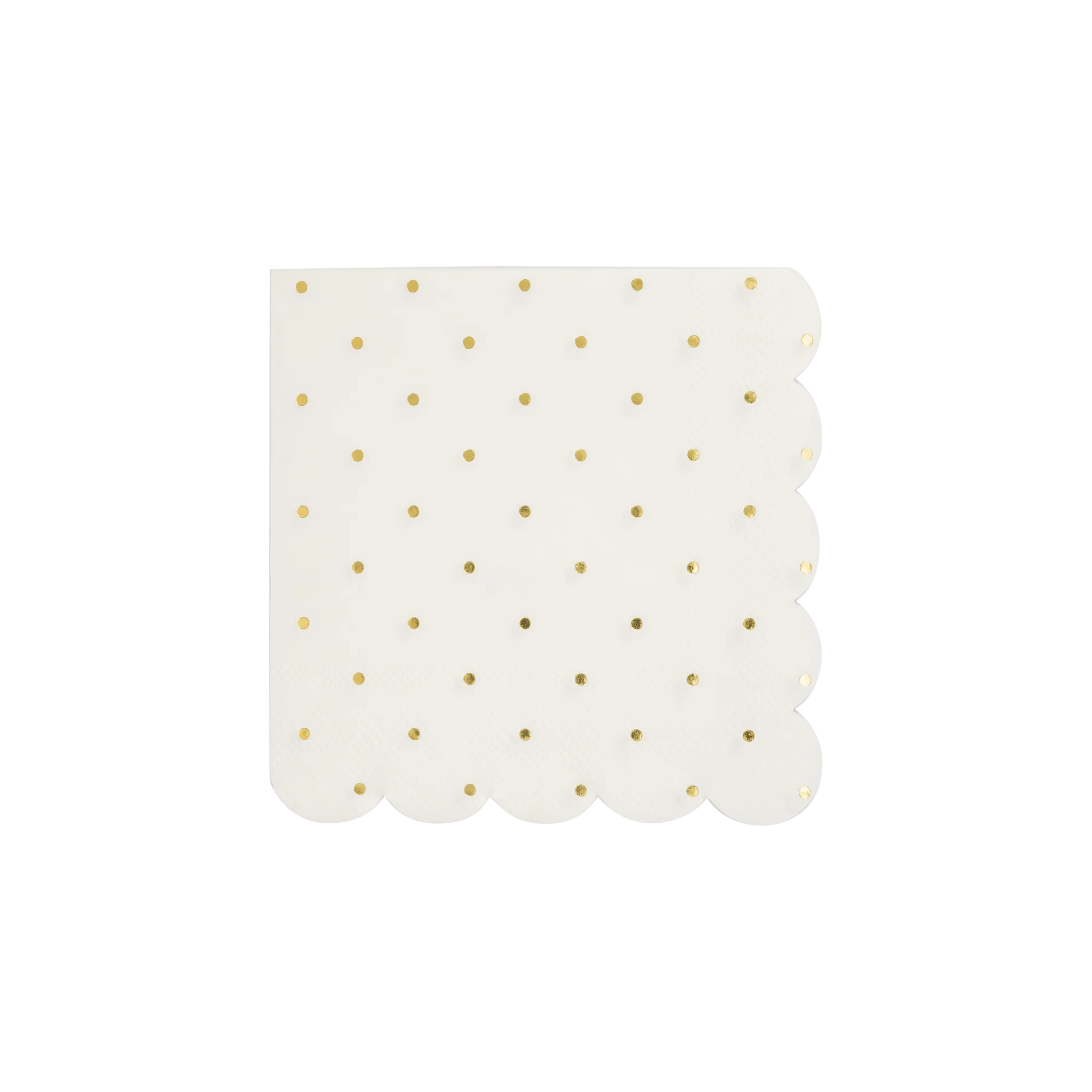 Gold Foil Polka Dot Scalloped Paper Cocktail Napkin