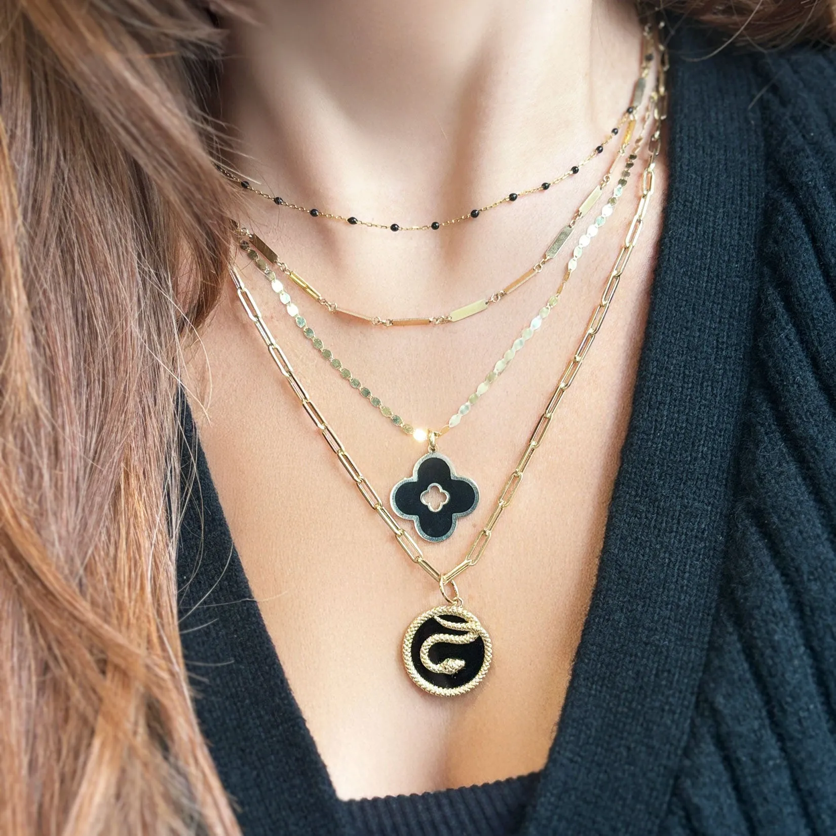Gold Link Bar Chain Necklace