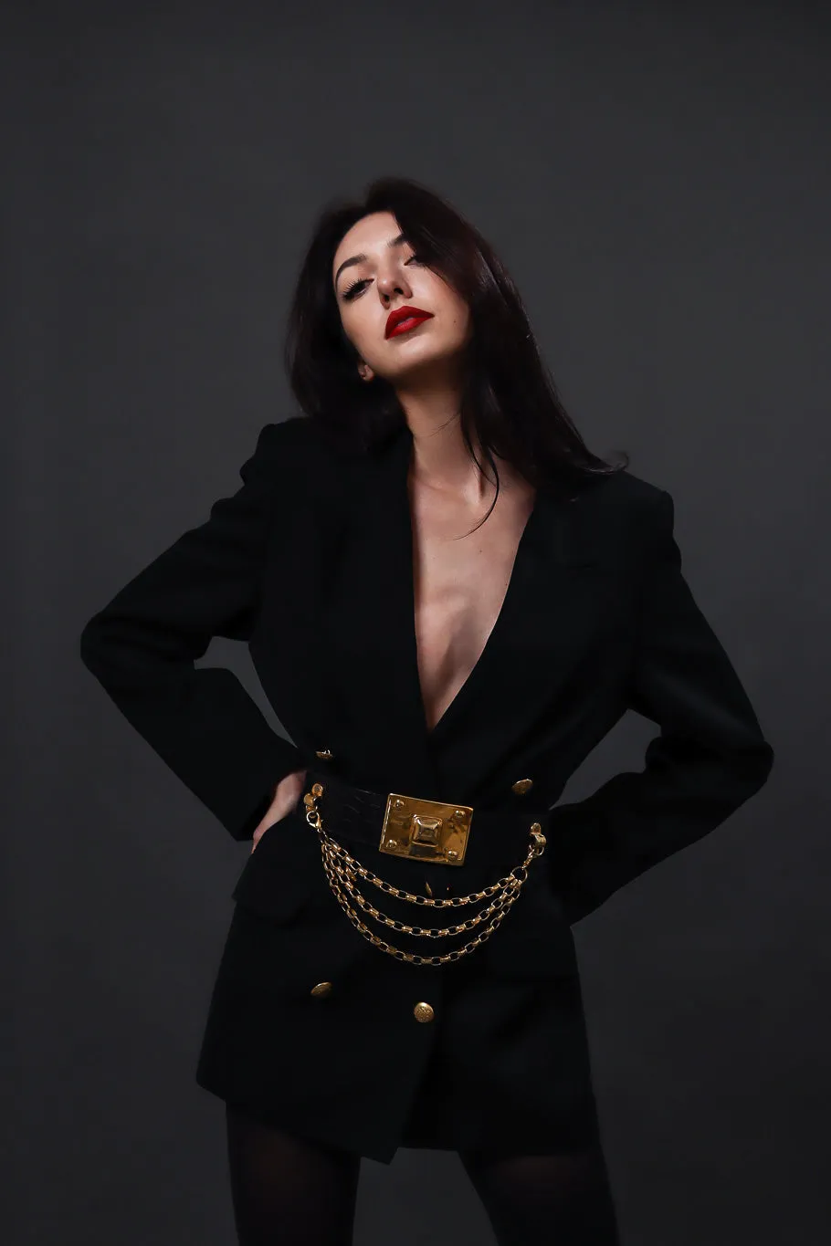 Gold Panel Chain Waist Belt