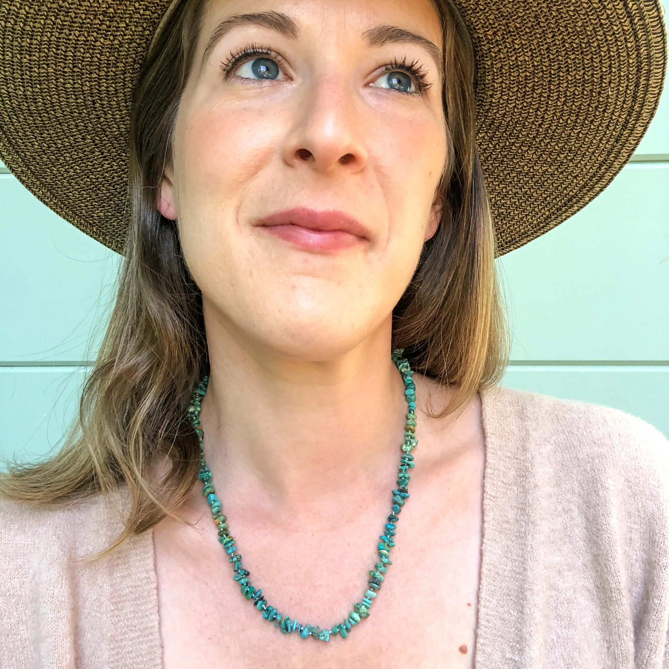 Hand Knotted Ombre Turquoise Nugget Candy Necklace