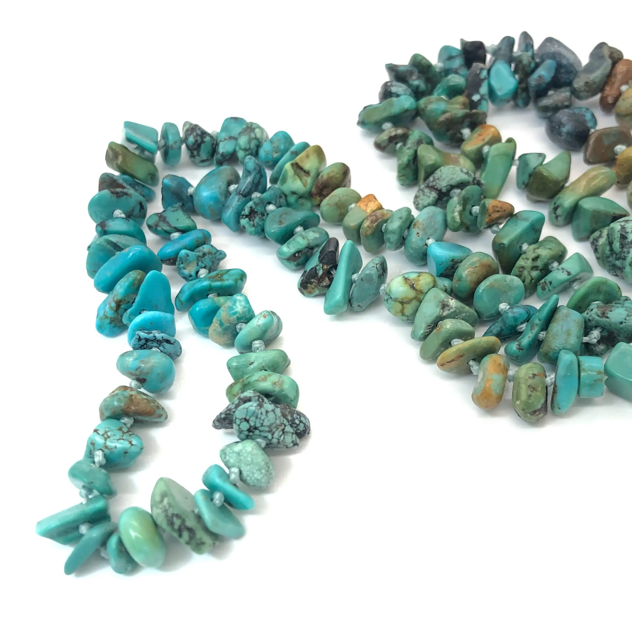 Hand Knotted Ombre Turquoise Nugget Candy Necklace