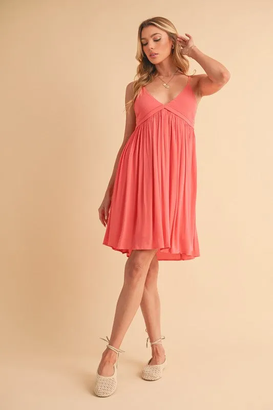 Hazel Blues® |  Aemi   Co Ruched Plunge Mini Cami Dress