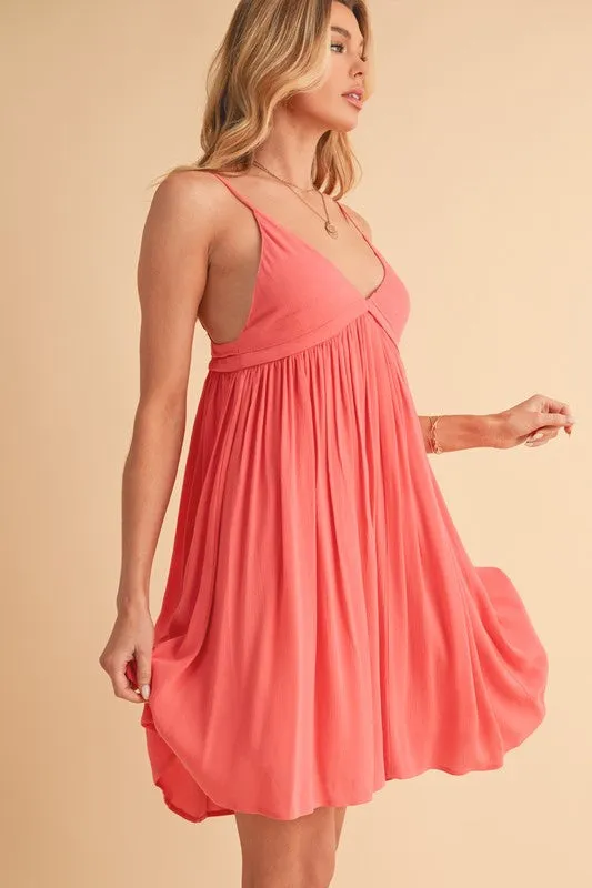 Hazel Blues® |  Aemi   Co Ruched Plunge Mini Cami Dress