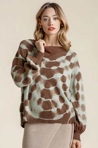 Hazel Blues® | Umgee Ribbed Hem Tie Dye Round Neck Sweater