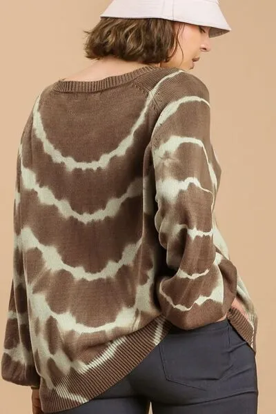 Hazel Blues® | Umgee Ribbed Hem Tie Dye Round Neck Sweater