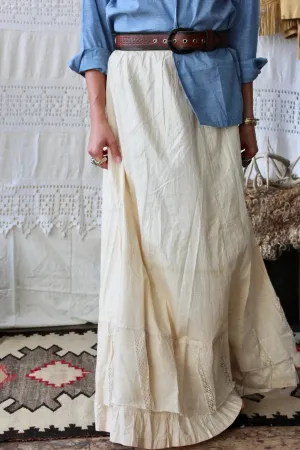 HF204 Antique Natural Crochet Inset Petticoat by The Highlands Foundry