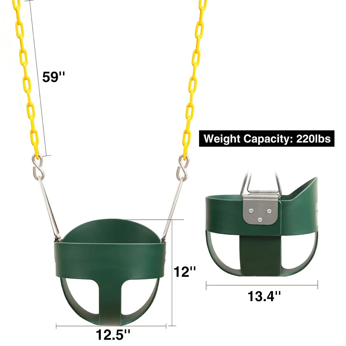 High Back Toddler Bucket Swing Seat with Coated Chains