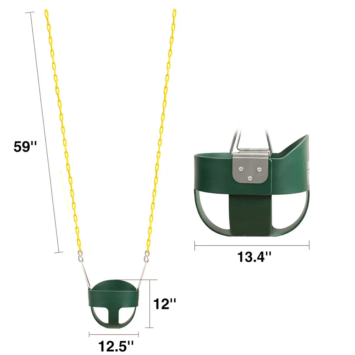 High Back Toddler Bucket Swing Seat with Coated Chains